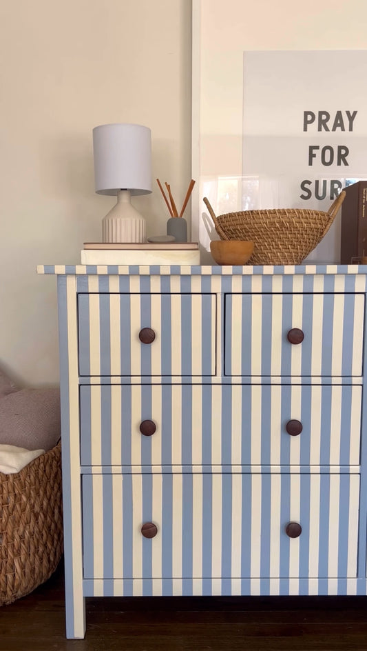 Blue and White Striped Dresser #03