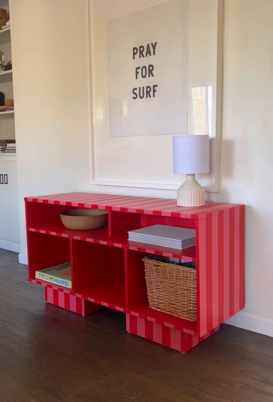Pink and Red Striped Console