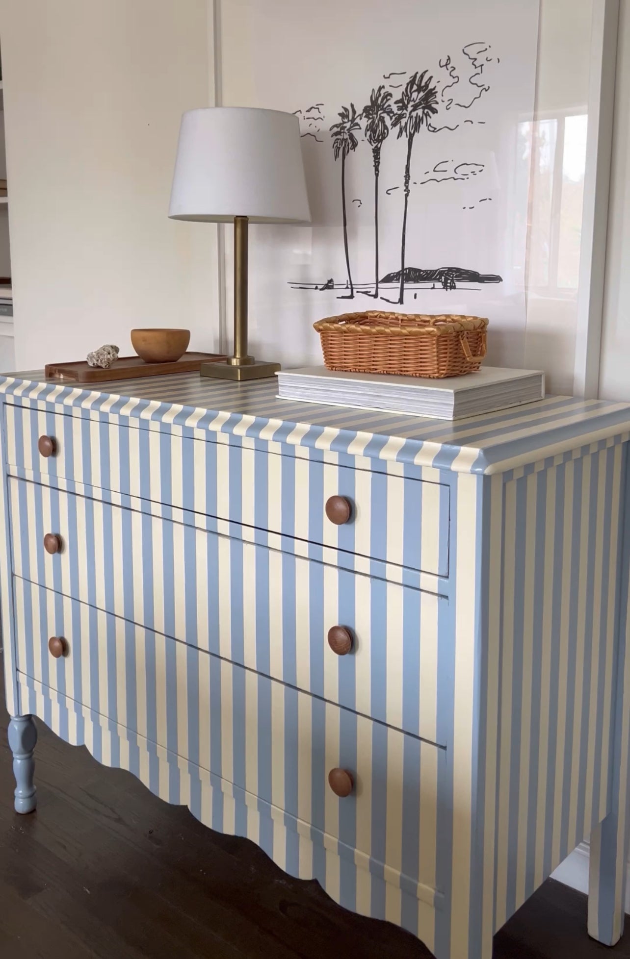Blue and White Striped Dresser #04