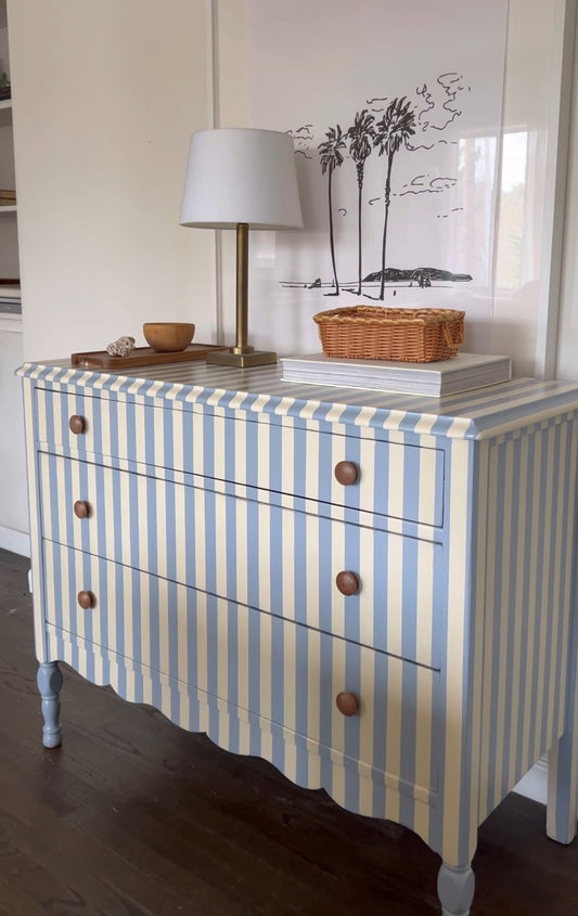Blue and White Striped Dresser #04