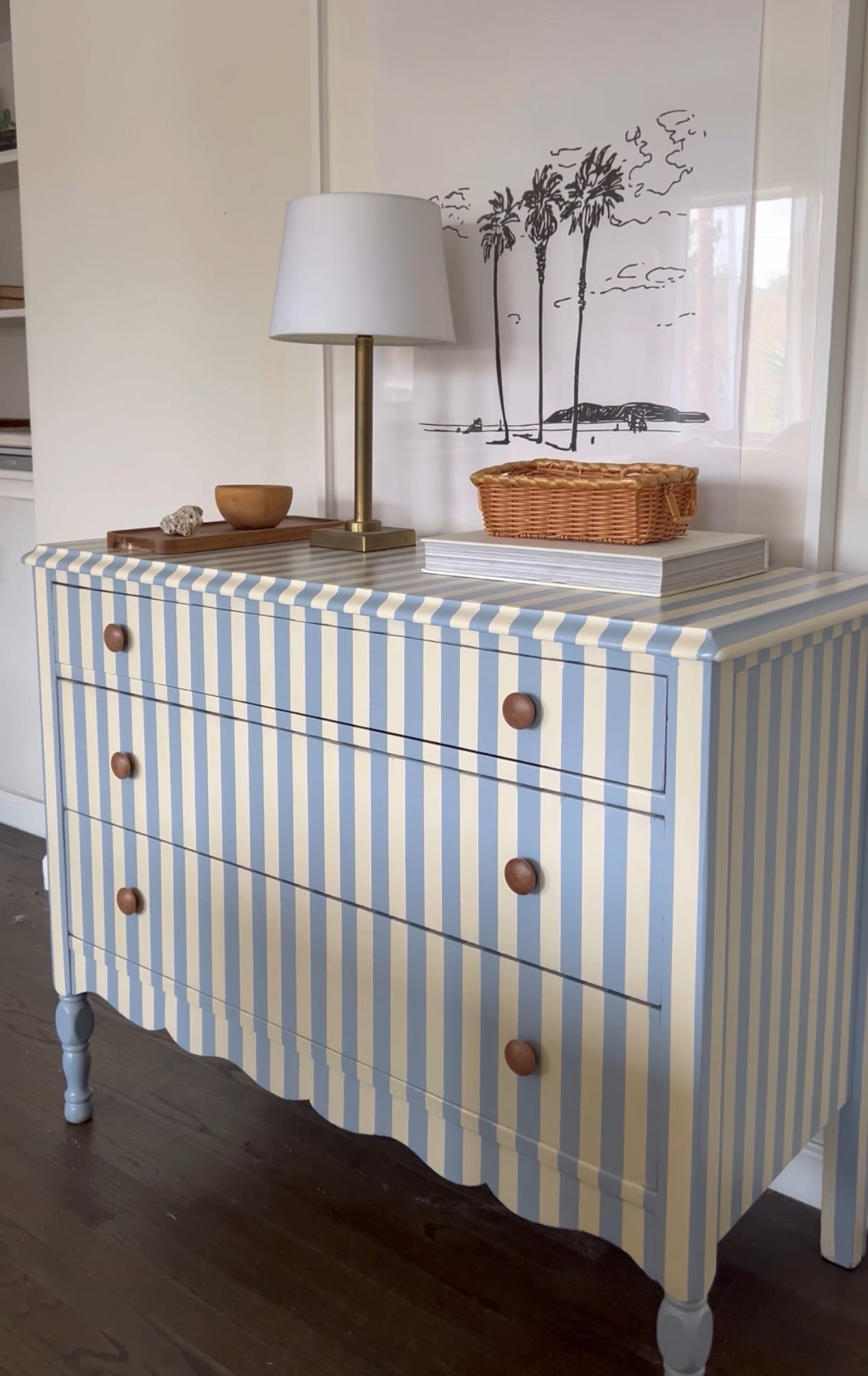 Blue and White Striped Dresser #04