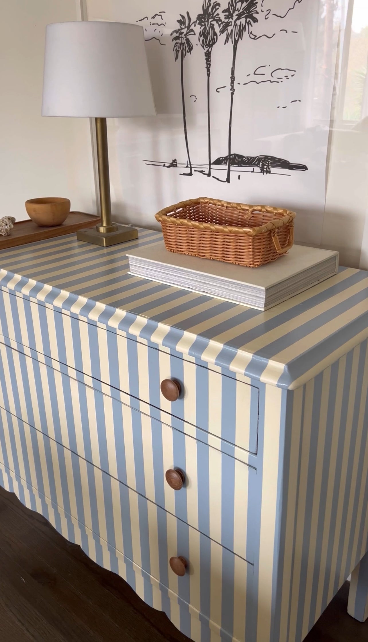 Blue and White Striped Dresser #04