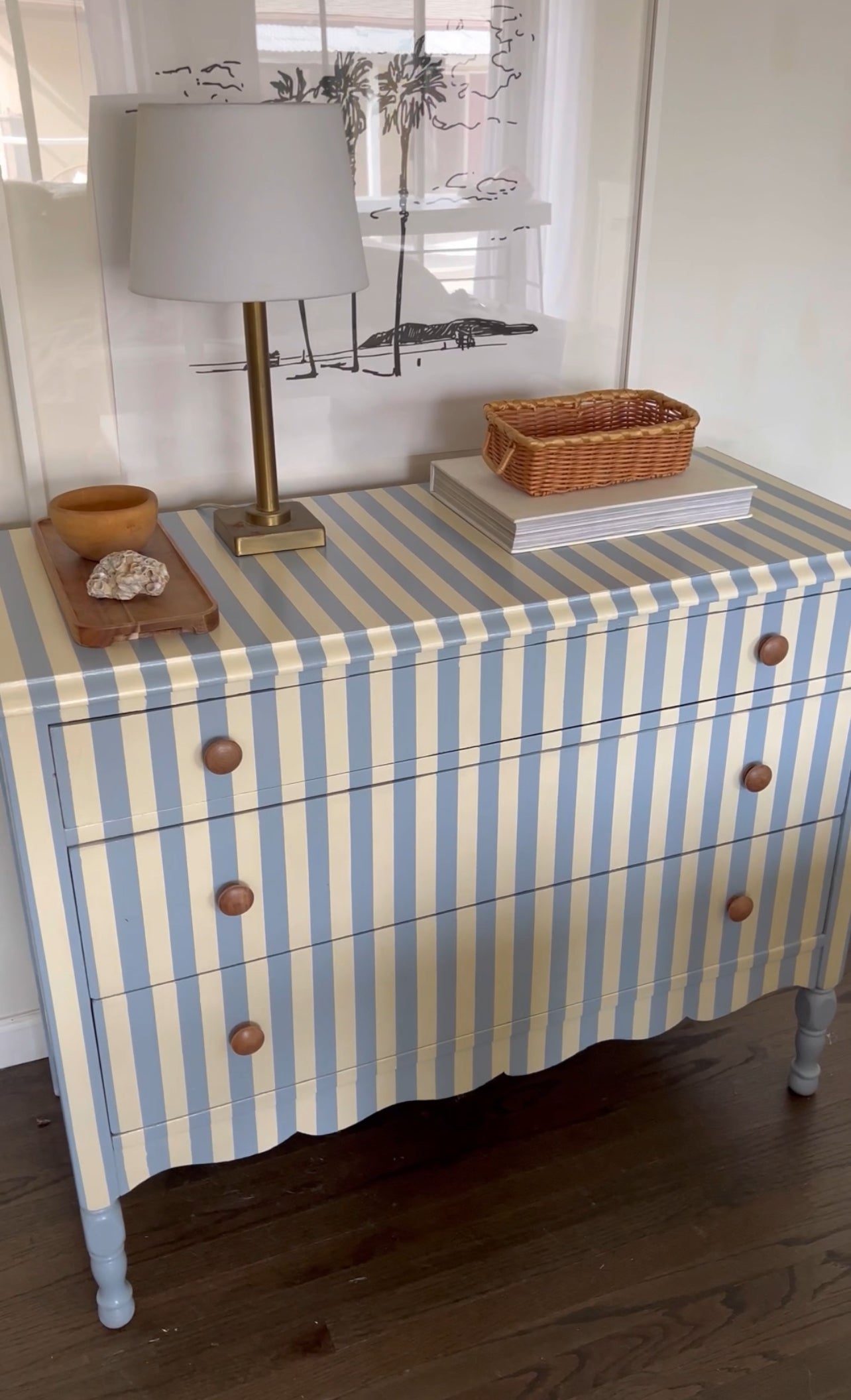 Blue and White Striped Dresser #04