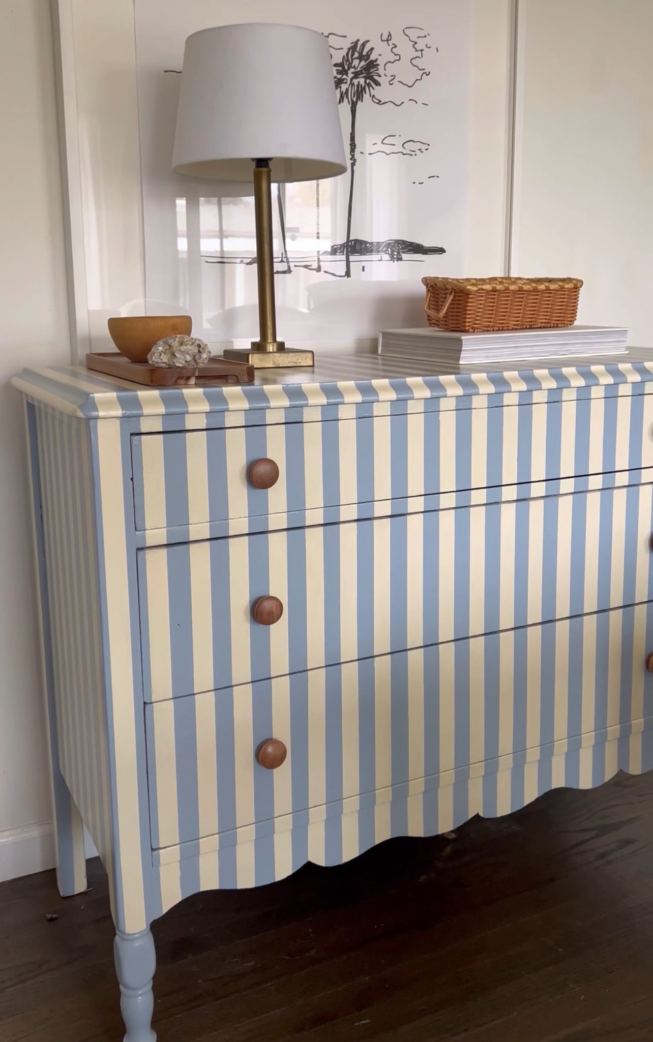 Blue and White Striped Dresser #04