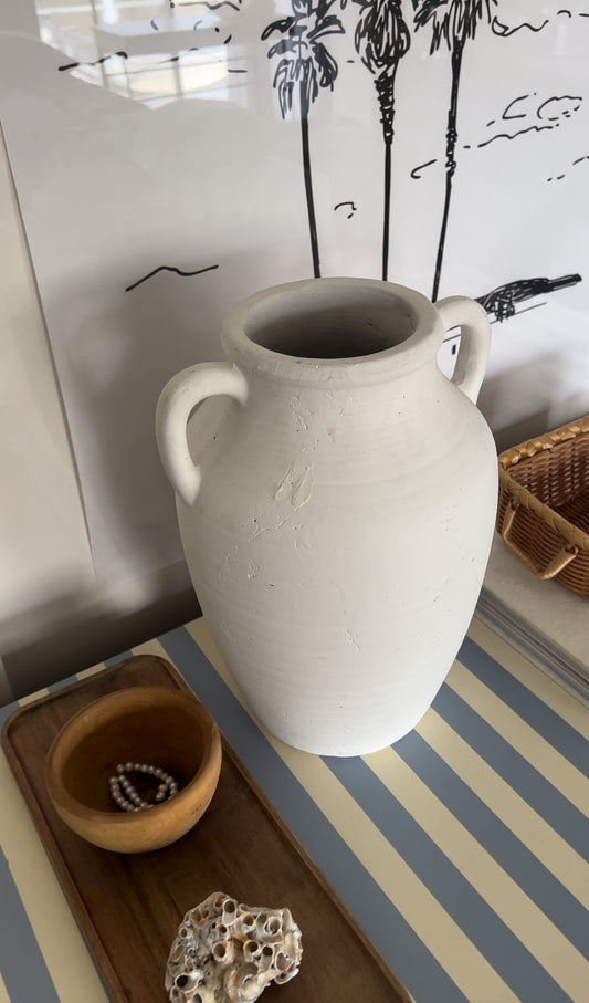 White Washed Olive Pot