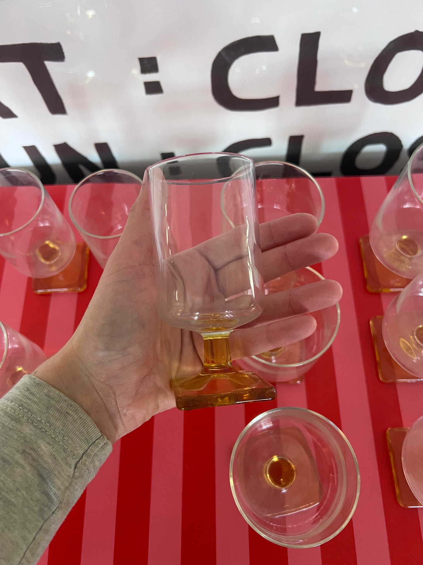 Set of Small Amber Wine Glasses