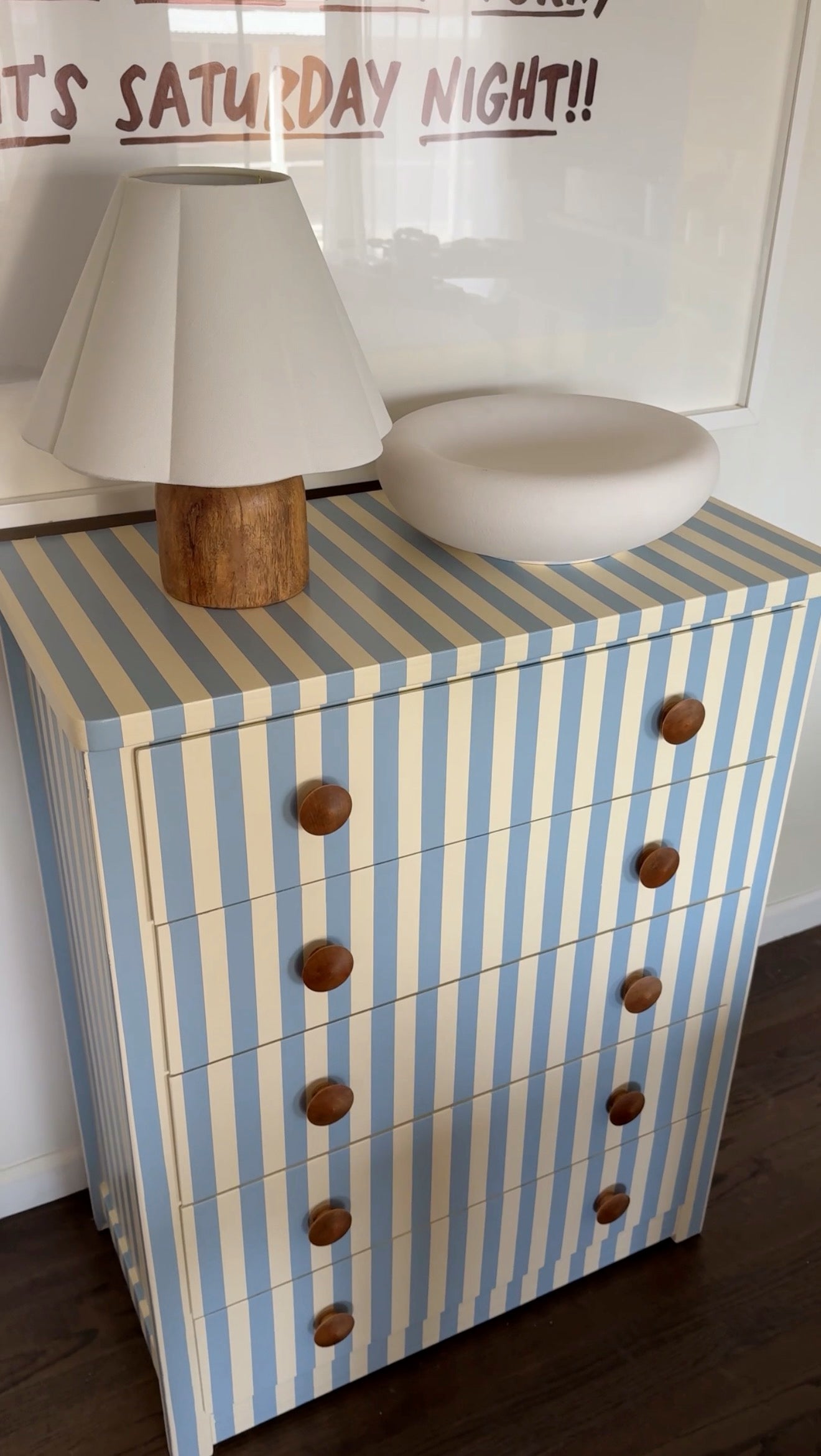 Blue and White Striped Dresser #11
