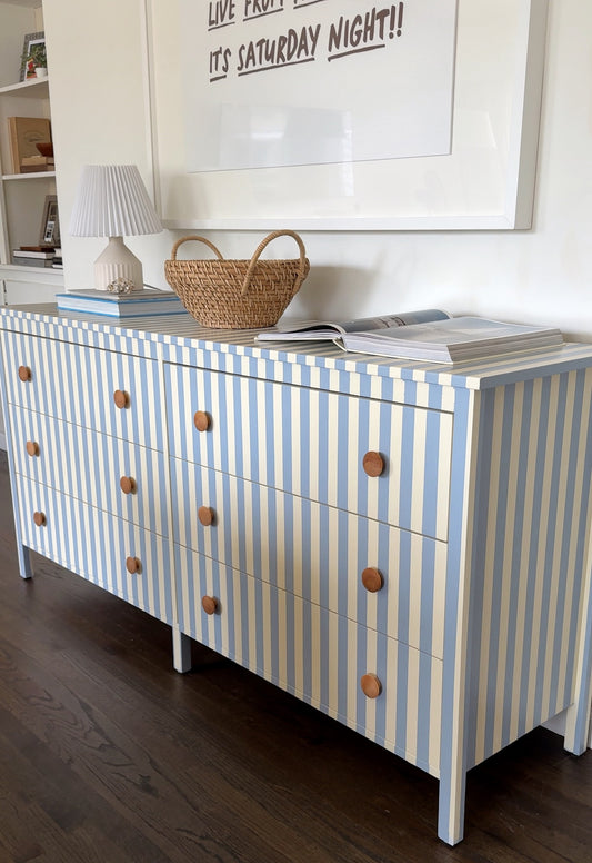 Blue and White Striped Dresser #09