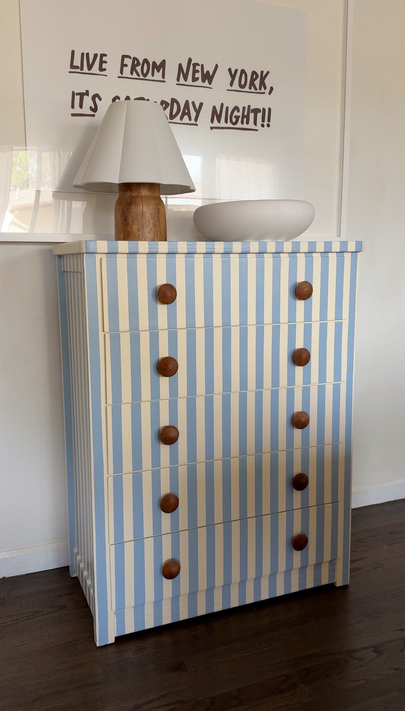 Blue and White Striped Dresser #11
