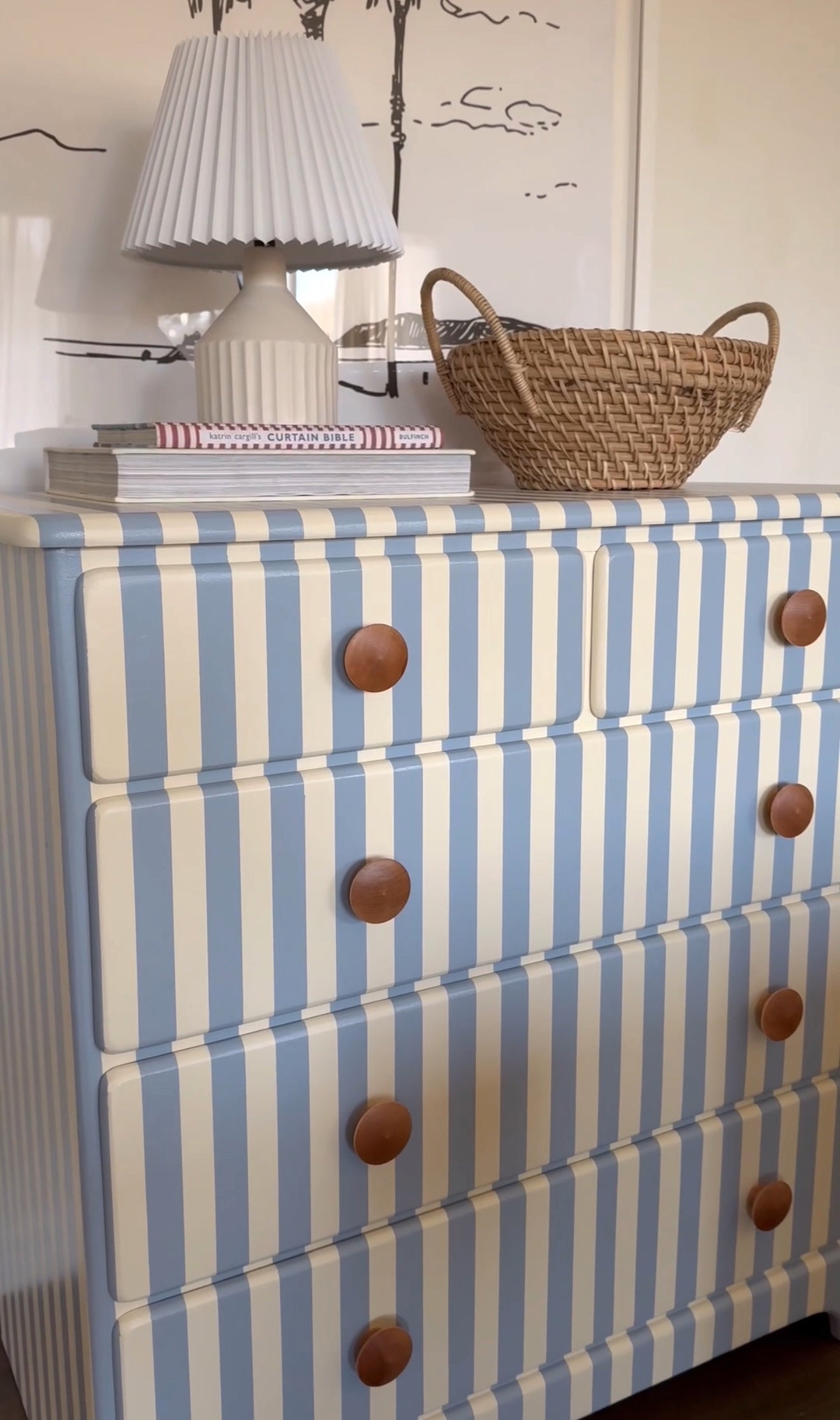 Blue and White Striped Dresser #07