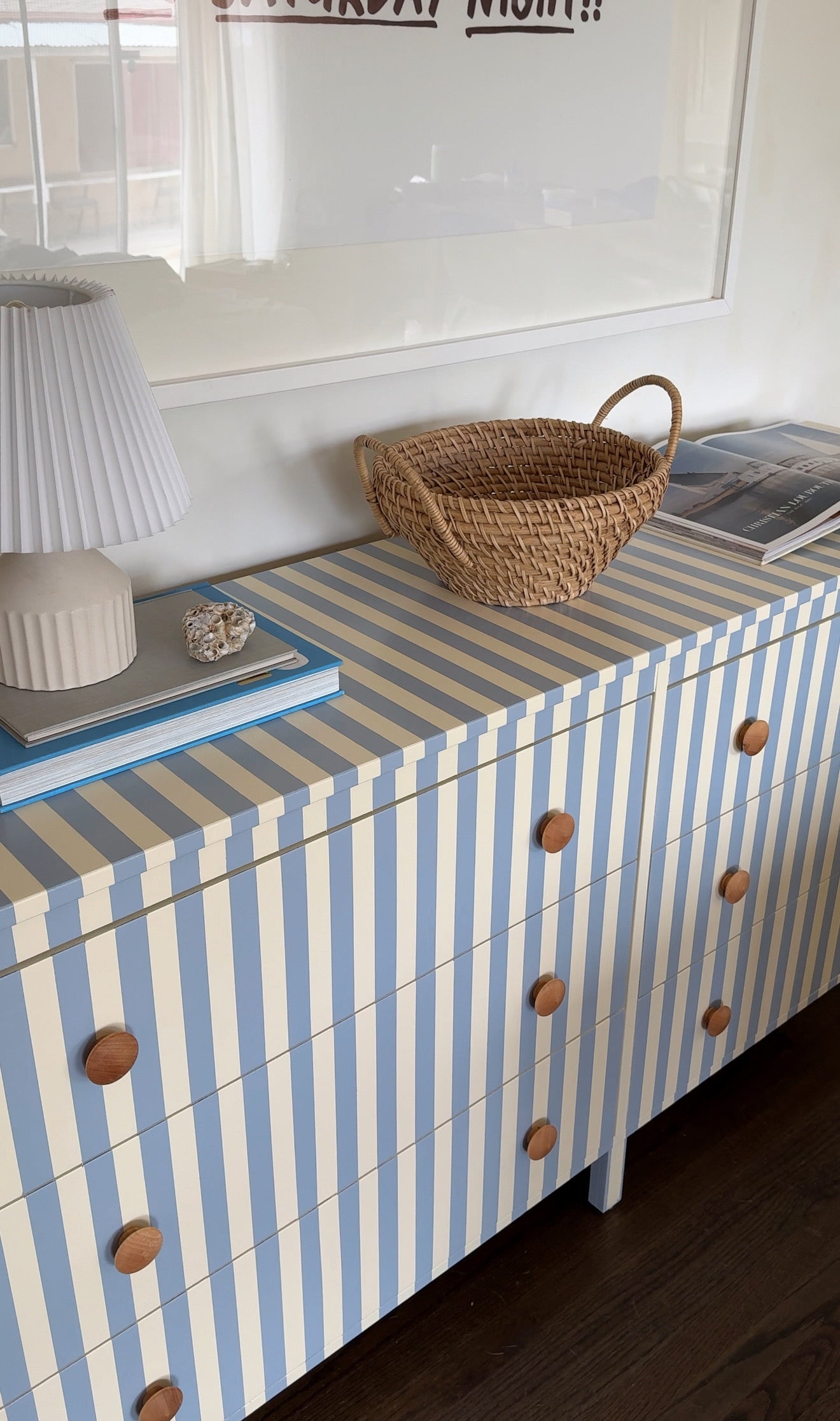 Blue and White Striped Dresser #09