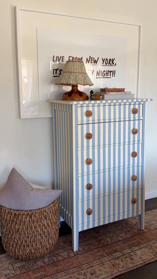 Blue and White Striped Dresser #10