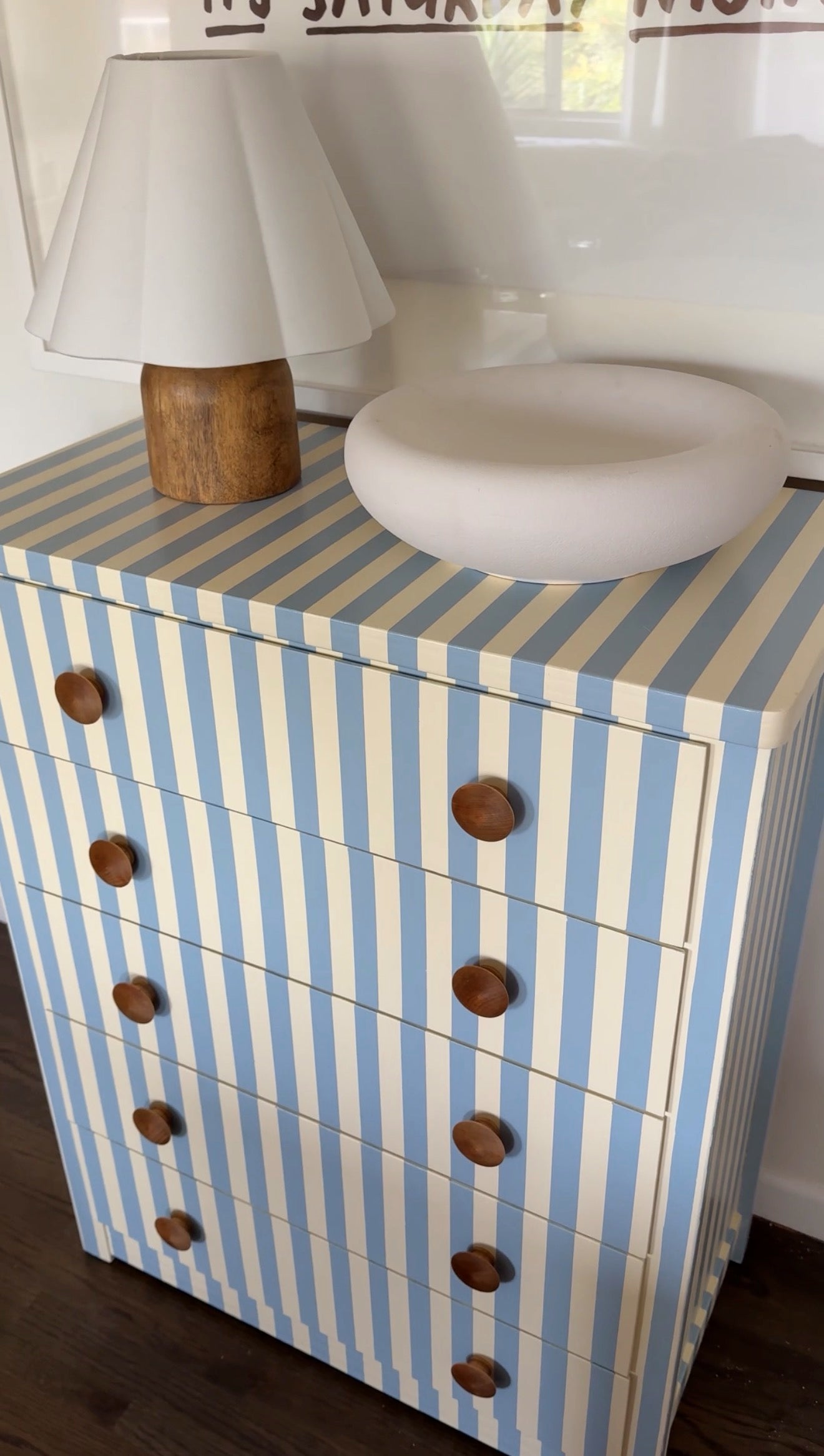 Blue and White Striped Dresser #11