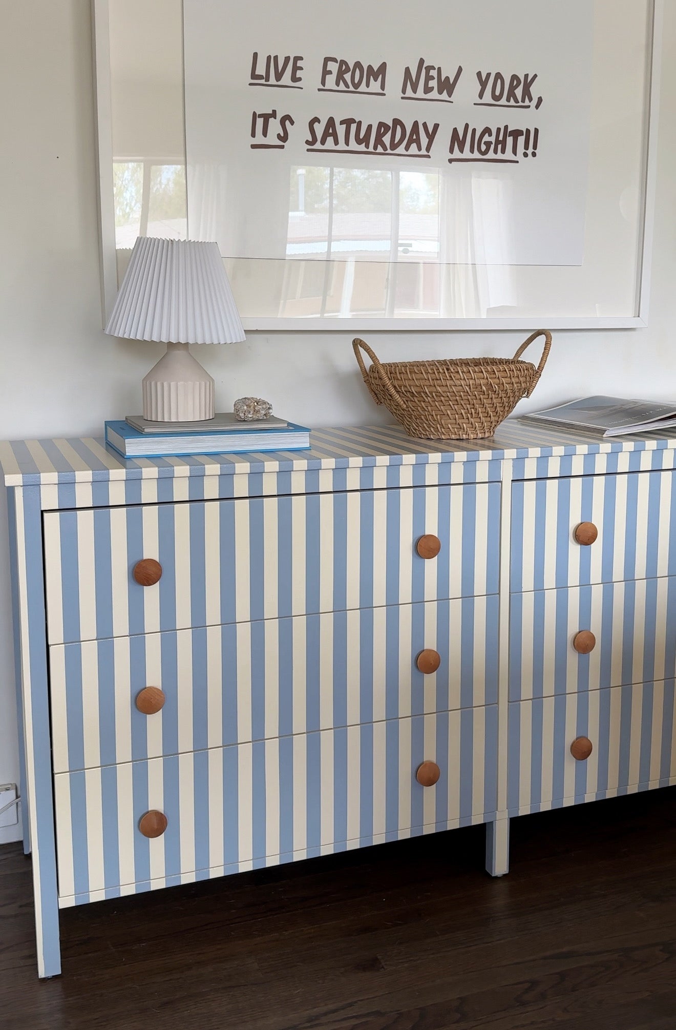 Blue and White Striped Dresser #09