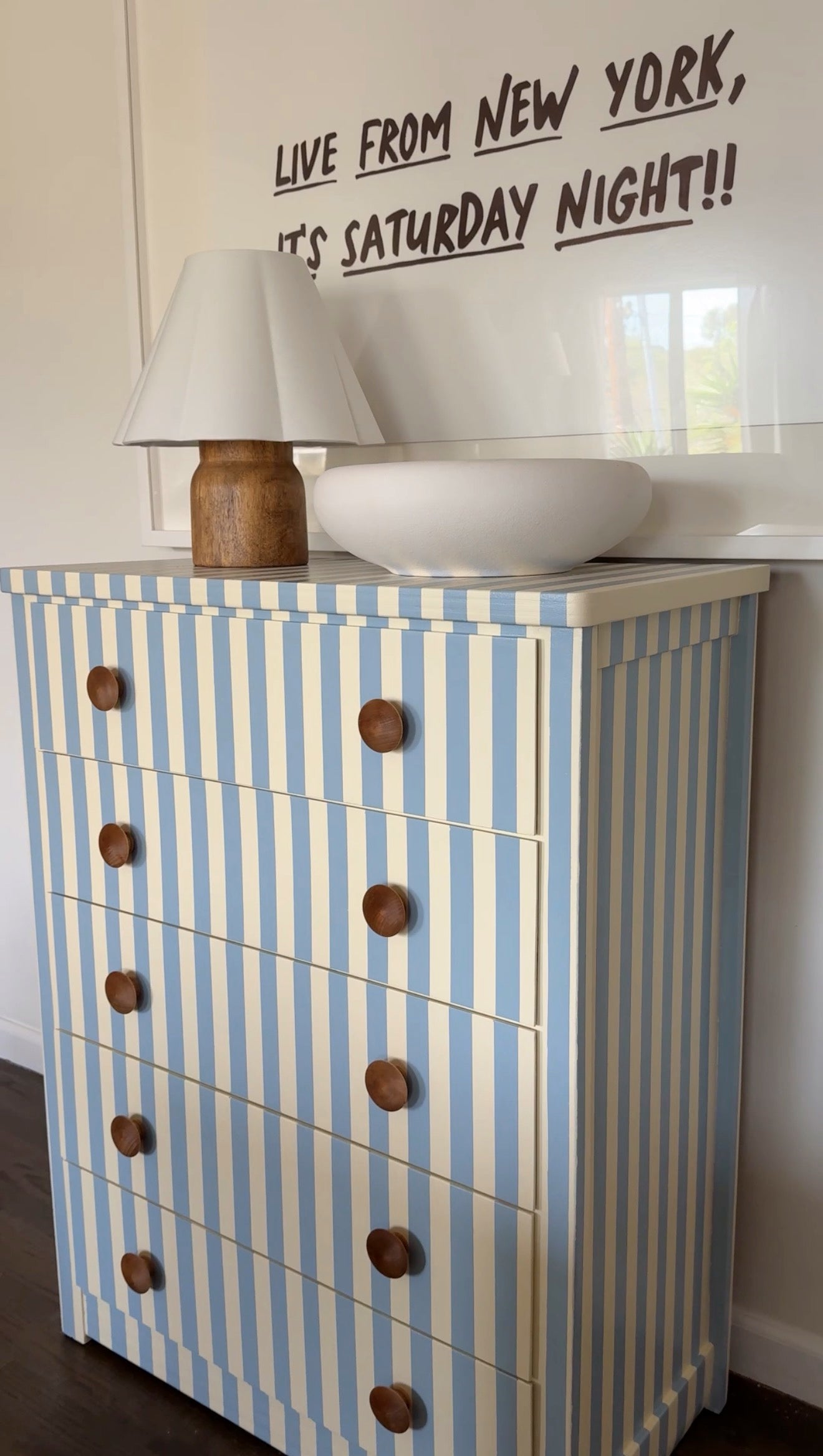 Blue and White Striped Dresser #11
