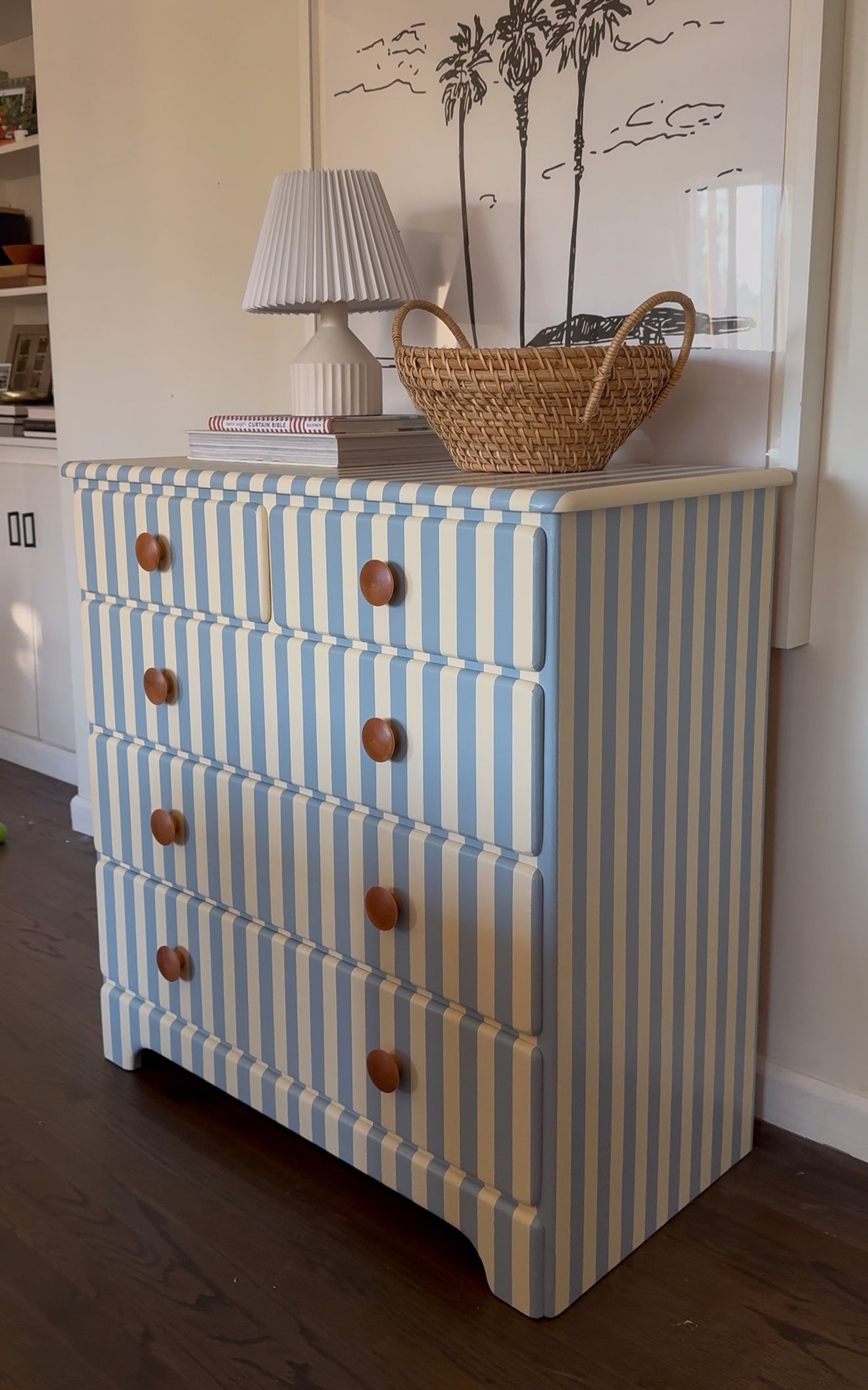Blue and White Striped Dresser #07