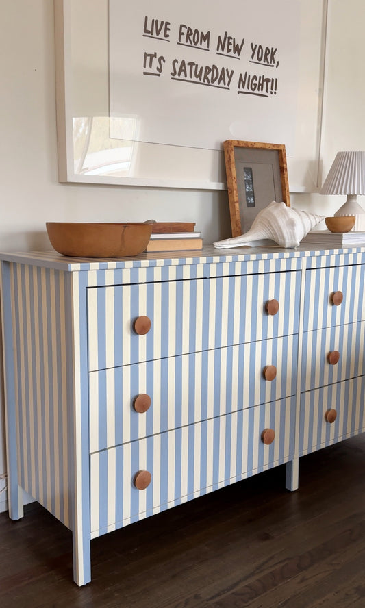 Blue and White Striped Dresser #08