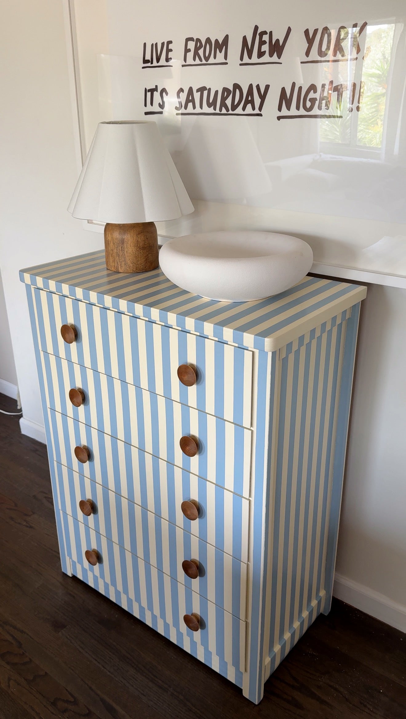 Blue and White Striped Dresser #11