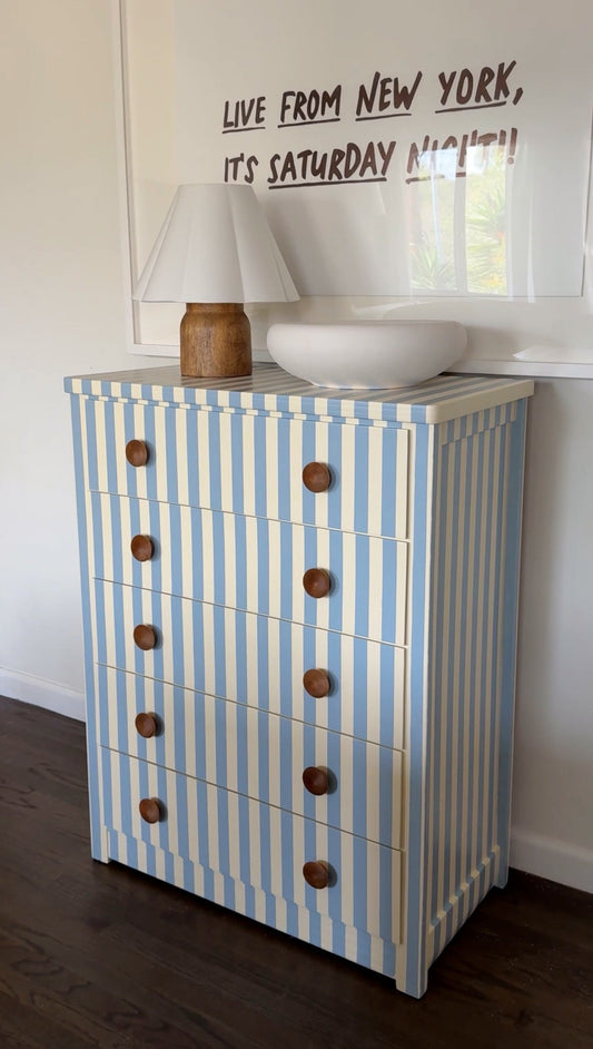 Blue and White Striped Dresser #11