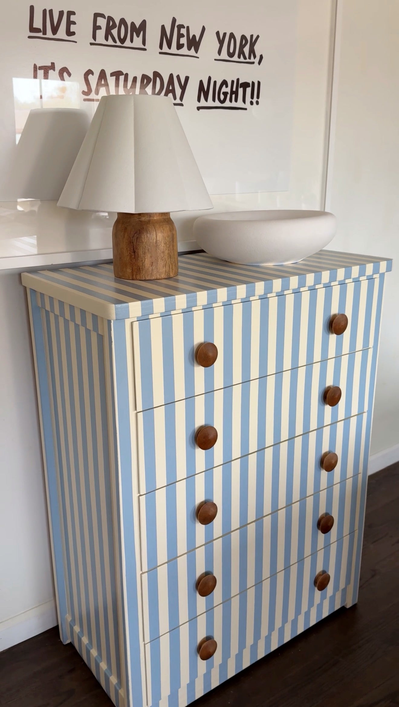 Blue and White Striped Dresser #11