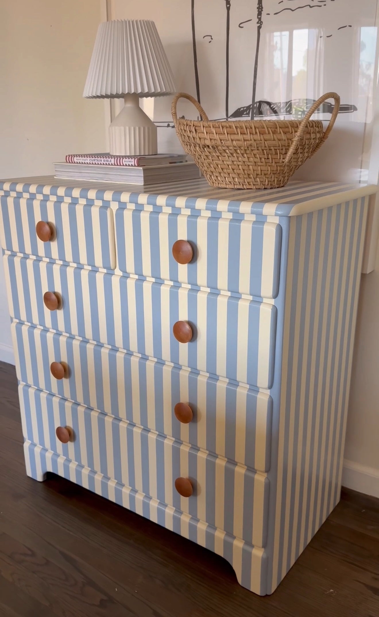 Blue and White Striped Dresser #07