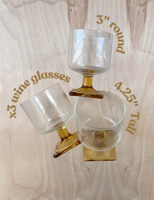 Set of Medium Amber Wine Glasses
