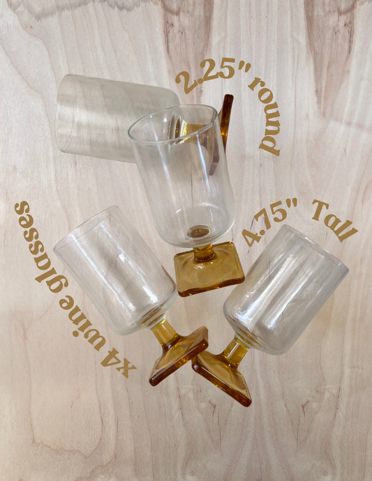 Set of Small Amber Wine Glasses